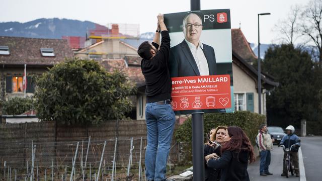 La gauche, avec sa locomotive Pierre-Yves Maillard, devrait conserver sa majorité à l'exécutif. [Keystone - Jean-Christophe Bott]