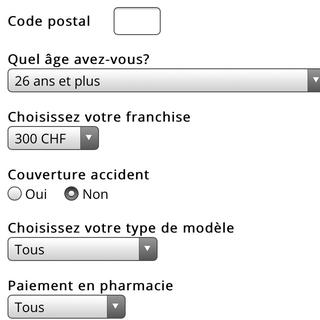 Le décodeur de primes maladie développé par la FRC et On en parle. [RTS]