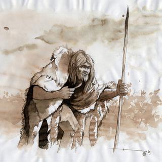 Représentation d'Alessandro Lonati  d'un homme de Néandertal au Paléolithique moyen.
Alessandro Lonati/Leemage
AFP [Alessandro Lonati/Leemage]
