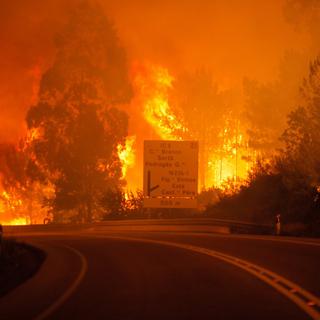 Incendie à Pedrogao Grande, dans le district de Leiria, en juin 2017. [EPA - Keystone - Paulo Cunha]