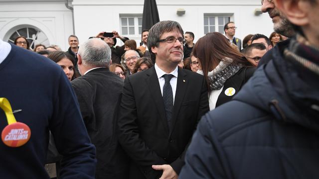 L'ex-président de Catalogne Carles Puigdemont lors d'une conférence de presse en Belgique, où il est exilé. [AFP - Emmanuel Dunand]