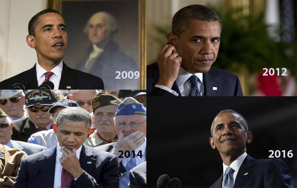 Barack Obama a pris quelques cheveux blanc en huit ans à la Maison Blanche. [AP/MANUEL BALCE CENETA - CAROLYN KASTER - PASCAL ROSSIGNOL - CAROLYN KASTER]
