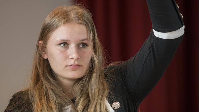 Muriel Waeger, vice-présidente des Jeunes socialistes. [Keystone - Urs Flueeler]