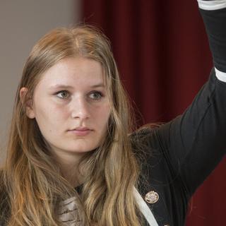 Muriel Waeger, vice-présidente des Jeunes socialistes. [Keystone - Urs Flueeler]