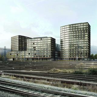 Image de synthèse du projet immobilier des CFF à l'Europaallee à Zurich. [CFF/Ke3ystone]