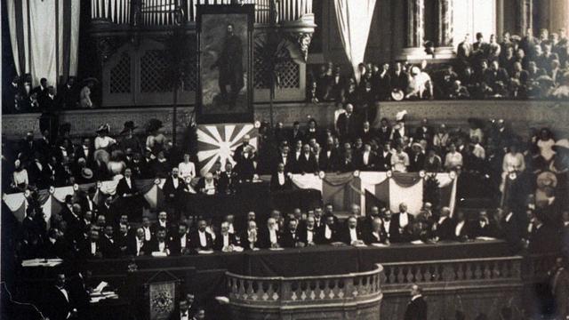 Le premier congrès sioniste à Bâle en 1897. [Keystone - Reproduction]