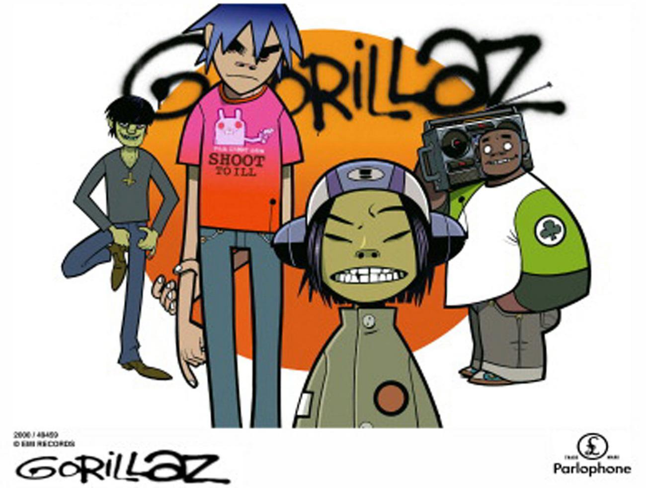 Les quatre membres fictifs animés du groupe "Gorillaz": 2D, Murdoc, Russel, et Noodle. [KEYSTONE]