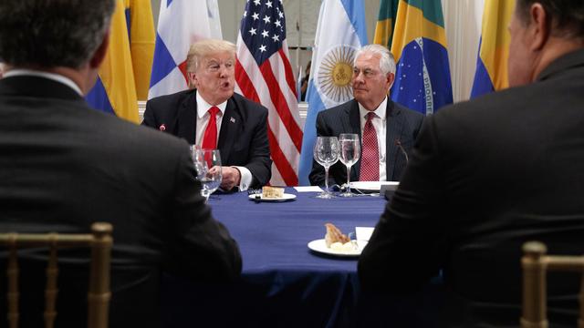 Donald Trump s'exprime à la veille de son discours à l'Assemblée générale des Nations Unies, le 18 septembre 2017. [AP Photo/Keystone - Evan Vucci]