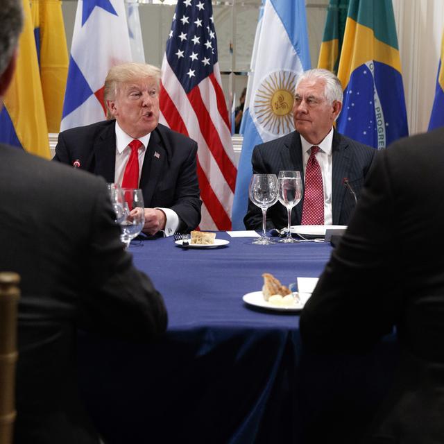 Donald Trump s'exprime à la veille de son discours à l'Assemblée générale des Nations Unies, le 18 septembre 2017. [AP Photo/Keystone - Evan Vucci]