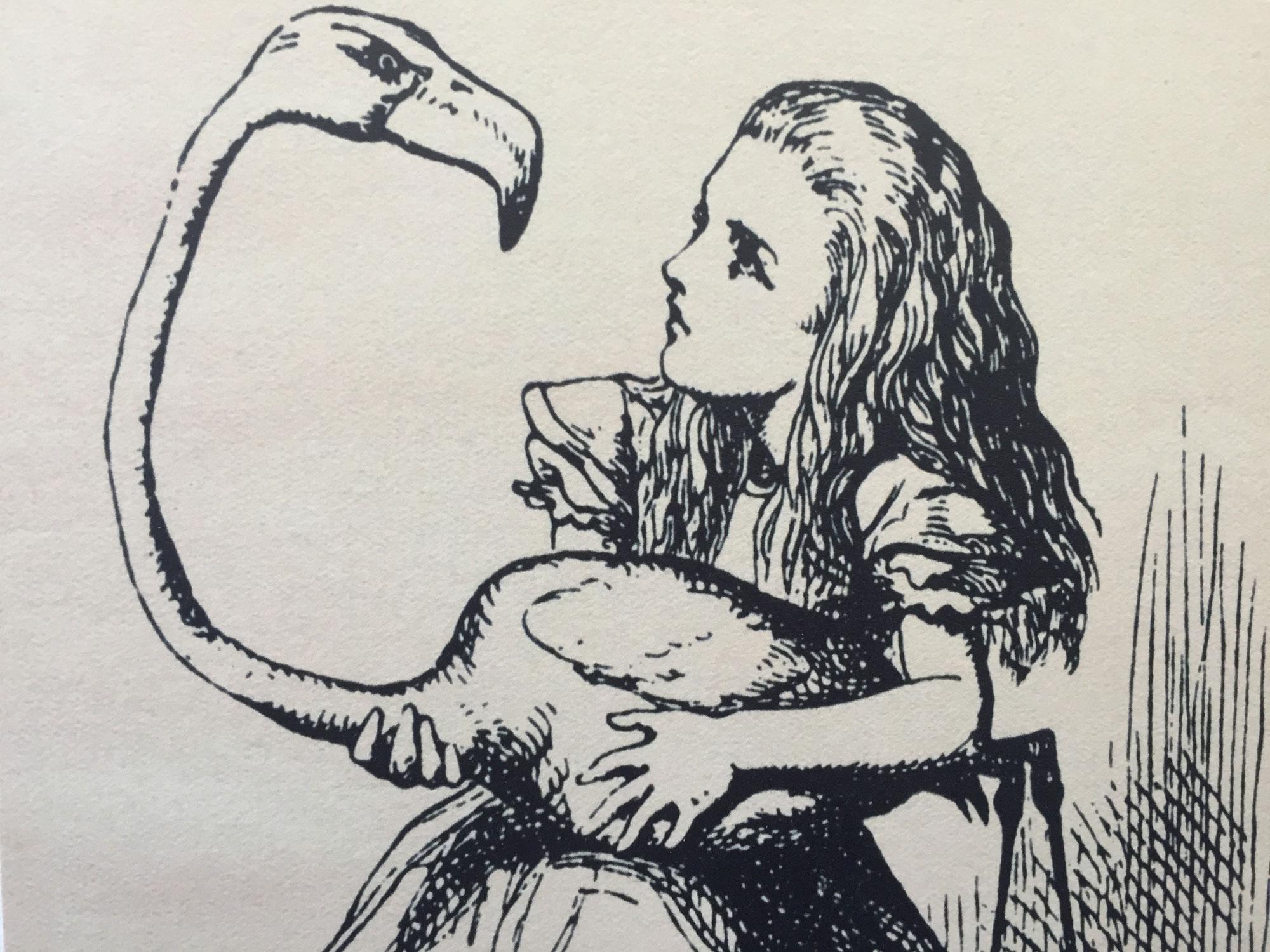 Reproduction de l'illustration d'Alice par John Tenniel, Grande-Bretagne, 1865. [RTS - Lara Donnet]