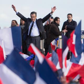 François Fillon lors du rassemblement qu'il a appelé au Trocardero à Paris, le 5 mars 2017. [Irina Kalashnikova]