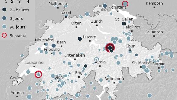 Le séisme de magnitude 4,6 avait pour épicentre la Linthal (GL). [Service sismologique suisse]