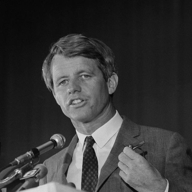 Robert F. Kennedy s'adresse aux délégués du syndicat United Auto Workers à Atlantic City (NJ), le 9 mai 1968 [Keystone / AP]