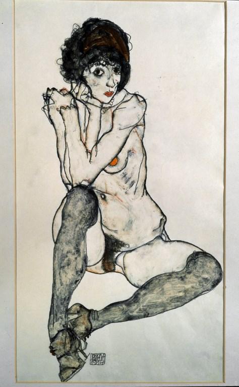 Nue feminin assis, dessin de Egon Schiele, 1914. [AFP - Luisa Ricciarini/Leemage]