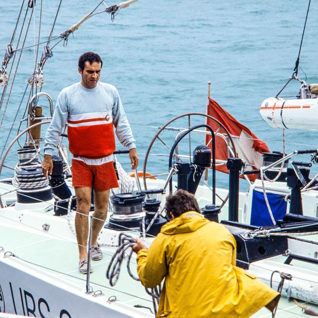 Pierre Fehlmann, skipper de l'UBS Switzerland, à Auckland, durant la World Race 1985-1986.
Str
Keystone [Keystone - Str]