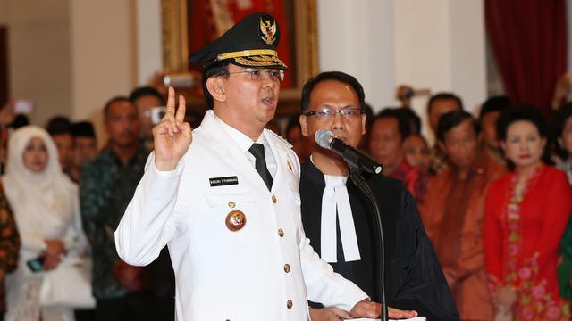 Basuki Tjahaja Purnama, gouverneur de Djakarta, capitale de l'Indonésie. [Keystone - Tatan Syuflana/ AP Photo]