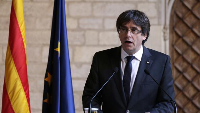 Le président catalan destitué Carles Puigdemont. [Keystone - AP Photo/Emilio Morenatti]