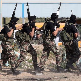 Des membres des forces de sécurité palestiniennes. [Keystone - Mohammed Saber - EPA]