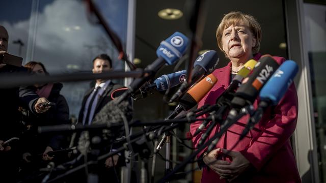 Point presse d'Angela Merkel à Berlein, vendredi 17.11.2017. [DPA/AP/Keystone - Michael Kappeler]