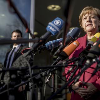 Point presse d'Angela Merkel à Berlein, vendredi 17.11.2017. [DPA/AP/Keystone - Michael Kappeler]