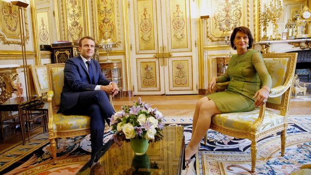 Le président français Emmanuel Macron a reçu la présidente de la Confédération Doris Leuthard à l'Elysée, le 18 juillet 2017.