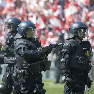La Coupe de Suisse de football (ici en 2015) ferait l'objet d'un important dispositif de sécurité. [Keystone - Patrick Straub]