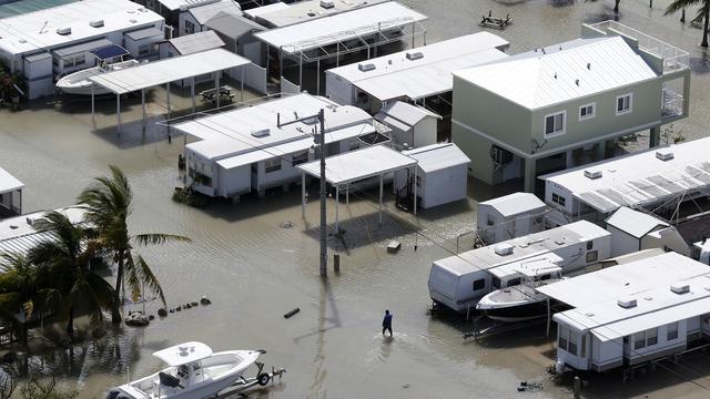 Les rues inondées de Key Largo, en Floride, après le passage de l'ouragan Irma. [Ap Photo - Wilfredo Lee]