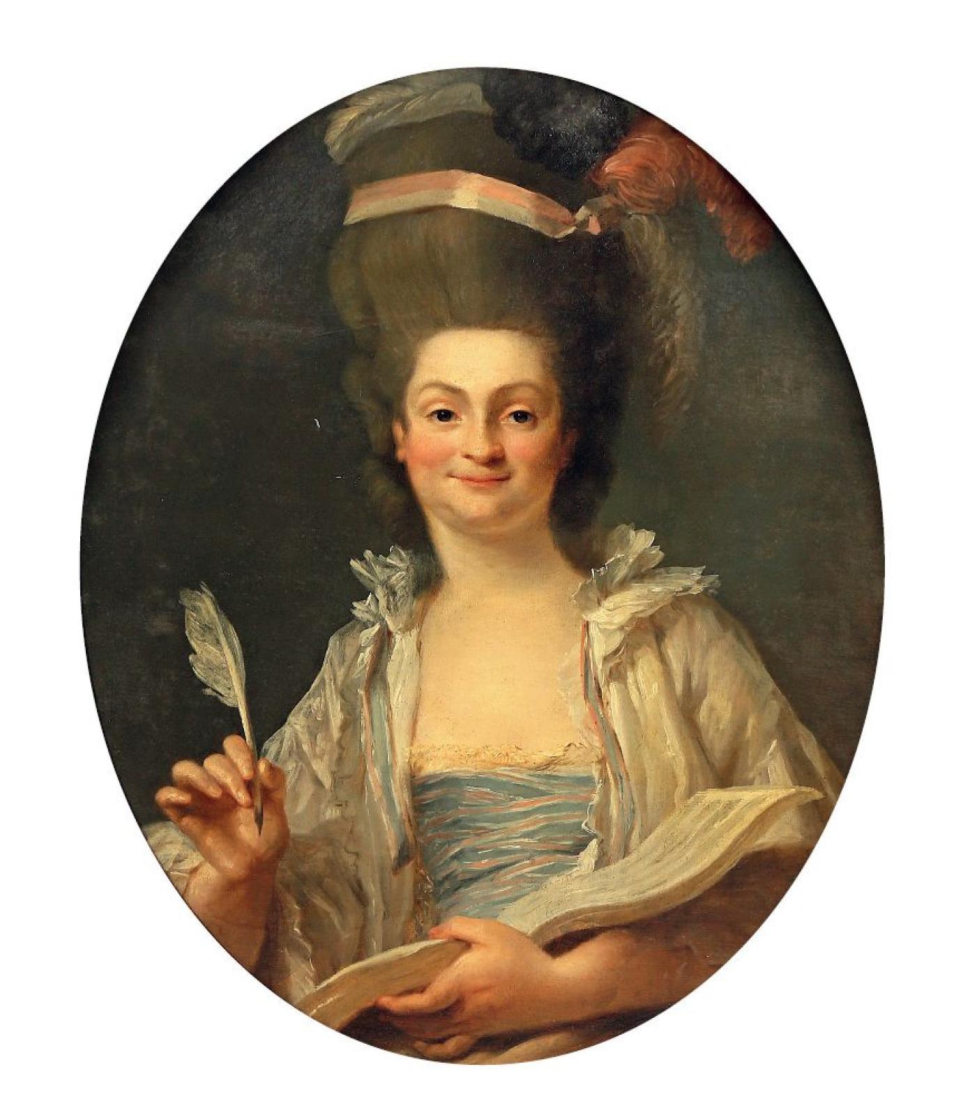 Portrait de Marie-Emmanuelle Bayon par Jean-Baptiste-Claude Robin, épouse de l'architecte Victor Louis, exposé au Salon de l'Académie royale de peinture et de sculpture de 1777. [Wikipedia]