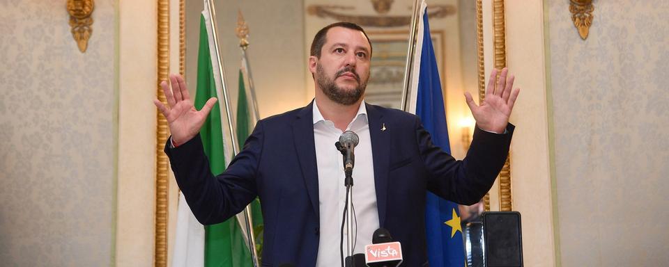 Matteo Salvini, lors d'une conférence de presse le 15 juin 2018. [EPA/Keystone - Luca Zennar]