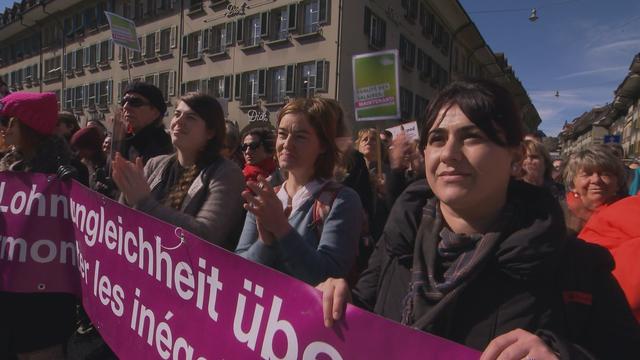 Manifestation à l'occasion de la Journée internationale du droit des femmes, jeudi 8 mars 2018 à Berne.