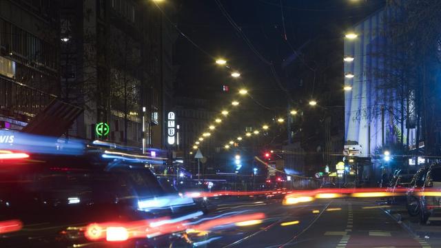 L'éclairage public dans la rue de Lausanne, à Genève. [Keystone - Salvatore Di Nolfi]