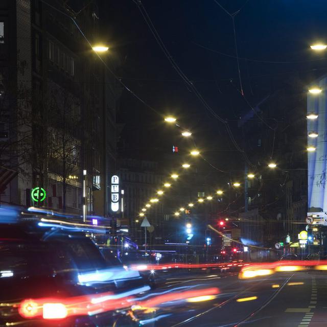 L'éclairage public dans la rue de Lausanne, à Genève. [Keystone - Salvatore Di Nolfi]