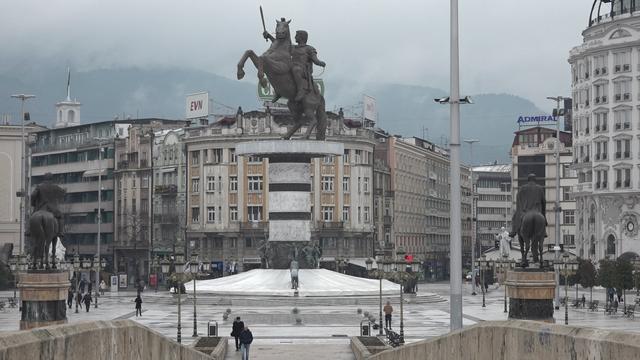 La place de la Macédoine à Skopje. [RTS - Patrick Chaboudez]