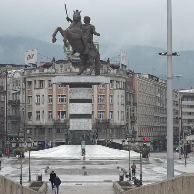 La place de la Macédoine à Skopje. [RTS - Patrick Chaboudez]