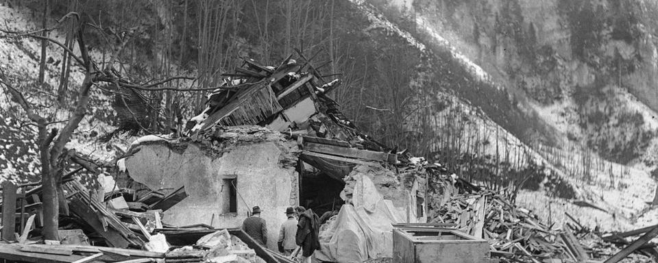 Une image prise après l'explosion de 1947 à Mitholz (BE). [Keystone - PHOTOPRESS-ARCHIV/Walter Studer]