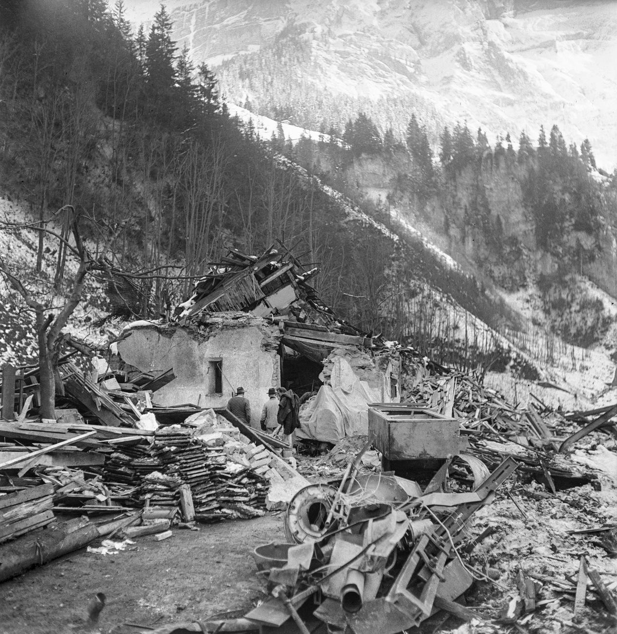 Une image prise après l'explosion de 1947 à Mitholz (BE). [Keystone - PHOTOPRESS-ARCHIV/Walter Studer]