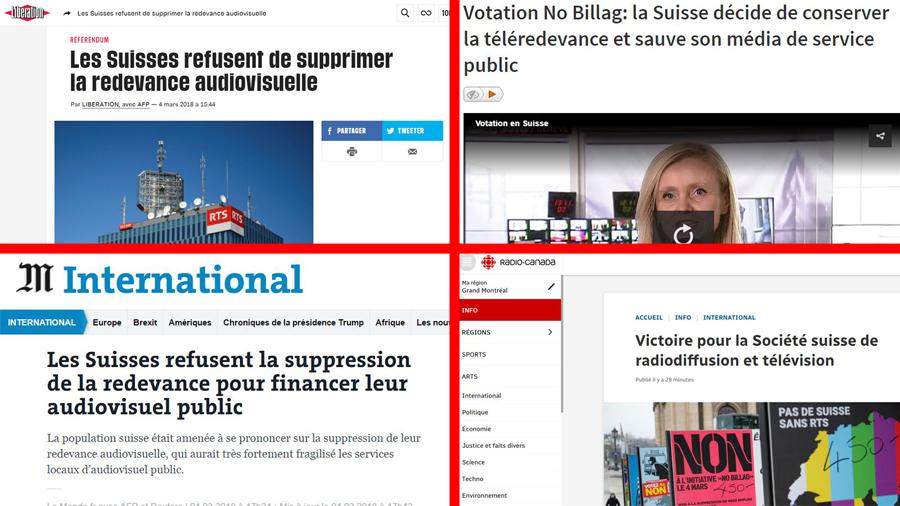 Captures d'écran de sites de médias étrangers.