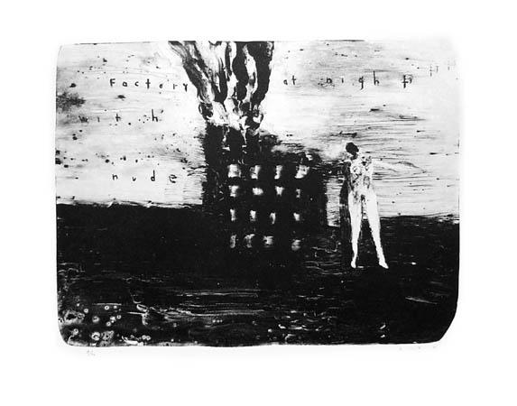 "Factory at Night with nude", lithographie de David Lynch. [Item éditions]
