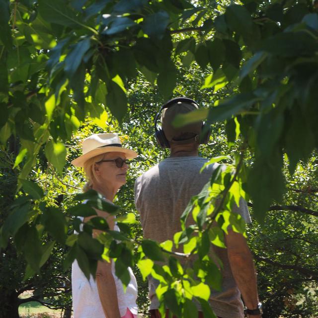 Sophie de Brignac, créatrice des "Jardins de Payan" près de Tarascon, en compagnie d'Adrien Zerbini. [RTS - Leandra Baltazar Lobo]