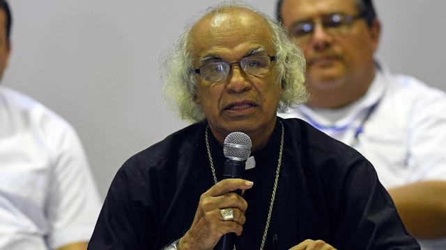 Le cardinal Leopoldo Brenes, qui a assuré la médiation de l'Eglise catholique pour libérer les dizaines d'étudiants retranchés dans une église de Managua. [AFP - Marvin Recinos]