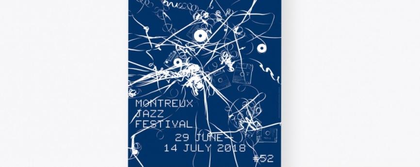 Affiche du Montreux Jazz Festival 2018. [Montreux Jazz Festival 2018 / Artwork Christian Marclay / Design Laurent Benner]