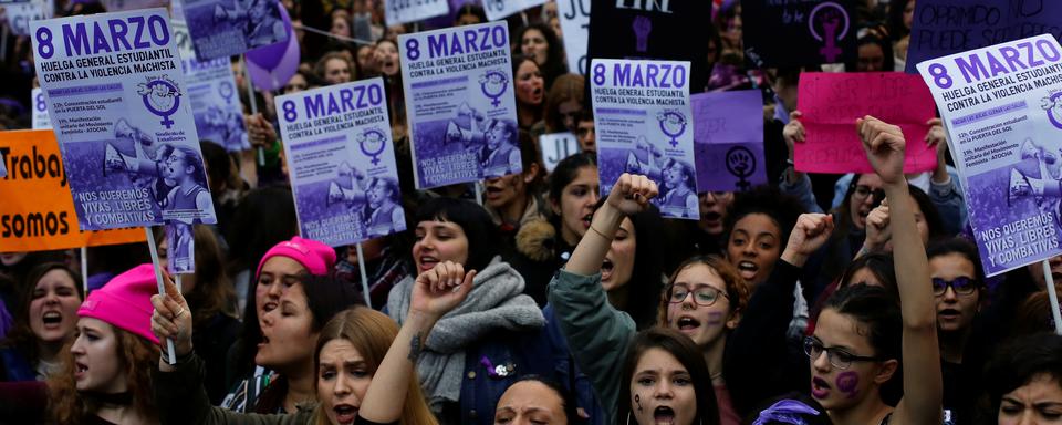 Manifestation féministe à Madrid, le 8 mars 2018. [Reuters - Susana Vera]