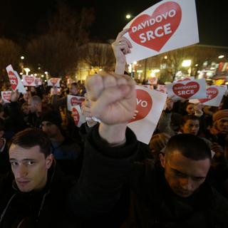 Manifestation à Banja Luka pour demander justice après la mort d'un étudiant Bosno-Serbe, David, en mars 2018. [Keystone - Amel Emric]