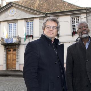 Les deux municipaux veveysans suspendus Michel Agnant et Jérôme Christen. [Keystone - Laurent Gillieron]