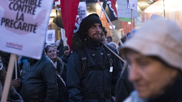 La manifestation sur la place de l'Europe à Lausanne, jeudi soir. [Keystone - Adrien Perritaz]