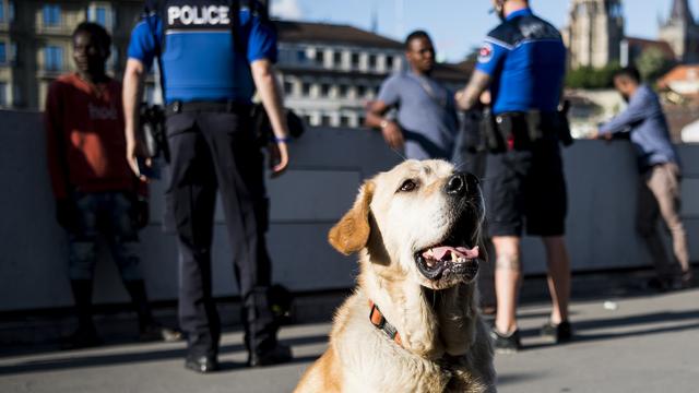 Avec sa pétition, le PLR lausannois apporte son soutien à la police face au deal de rue. [Keystone - Jean-Christophe Bott]