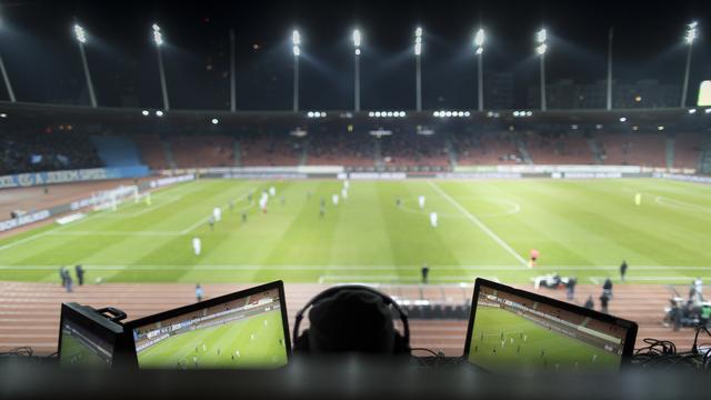 Une match de Super League de football entre Grasshopper et Lugano à Zurich, en décembre 2017. [Gaetan Bally]