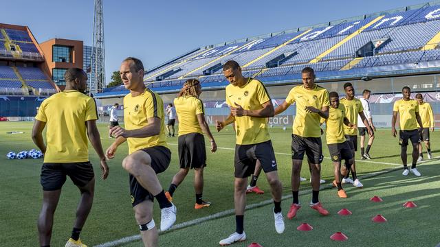 Les Bernois à l'entraînement à Zagreb, lundi 27.08.2018. [Keystone - Thomas Hodel]