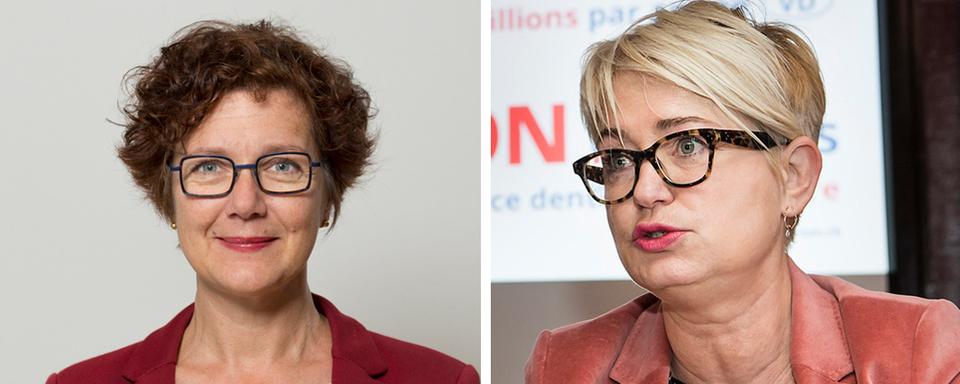 Valérie Borioli Sandoz et Claudine Amstein [Travail.Suisse/Keystone - Jean-Christophe Bott]