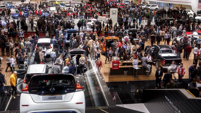 Vue générale du 88e Salon de l'auto de Genève, en mars 2018. [Keystone - Salvatore Di Nolfi]